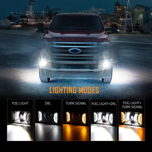 Imagen 2 del producto Luces antiniebla LED para coche con luz de giro DRL + con cable de extensión para Ford F150 2015-2020