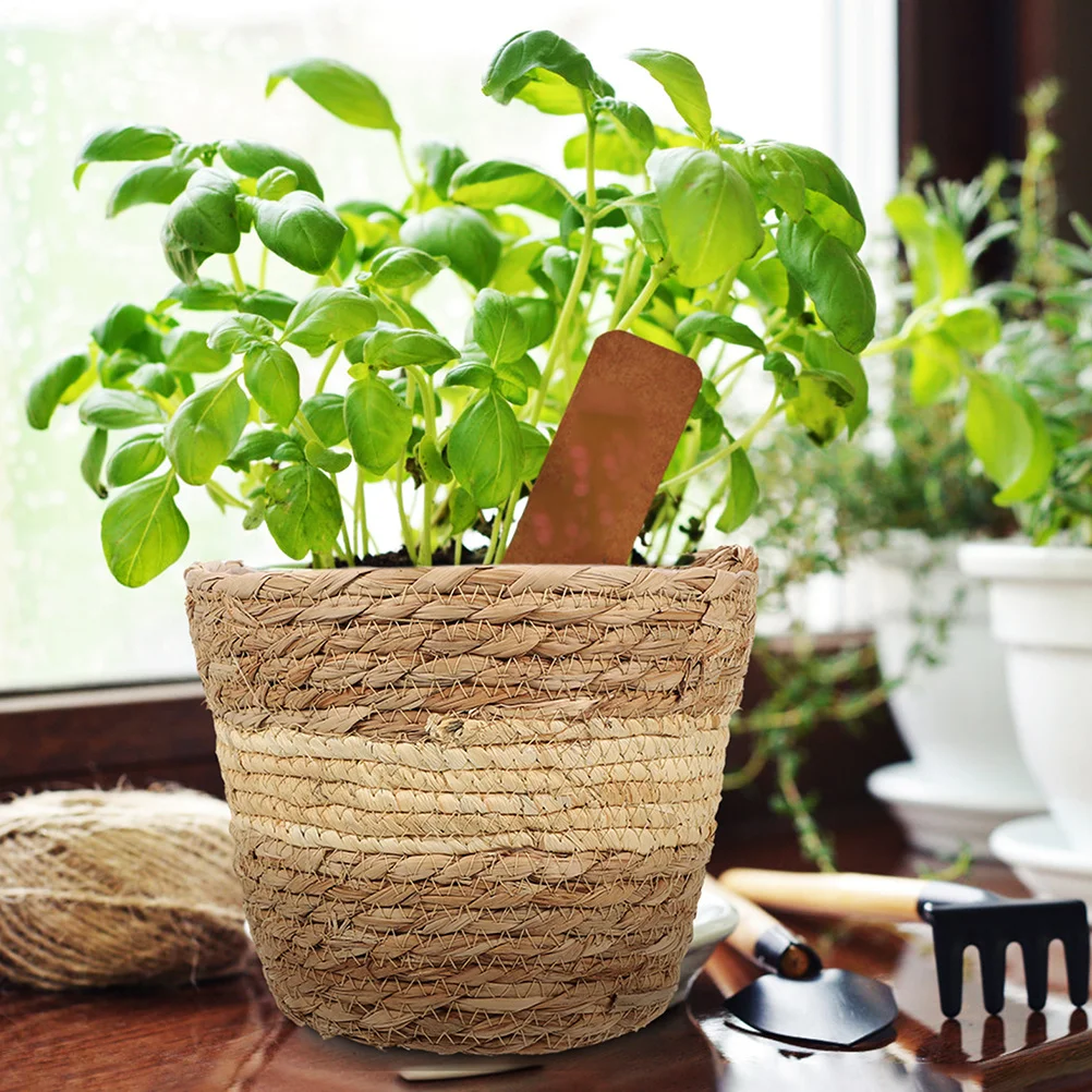 

Decorative Straw Woven Plant Basket Rustic Indoor Flower Pot Container Hand-Woven Flower Arrangement Basket Storage Holder