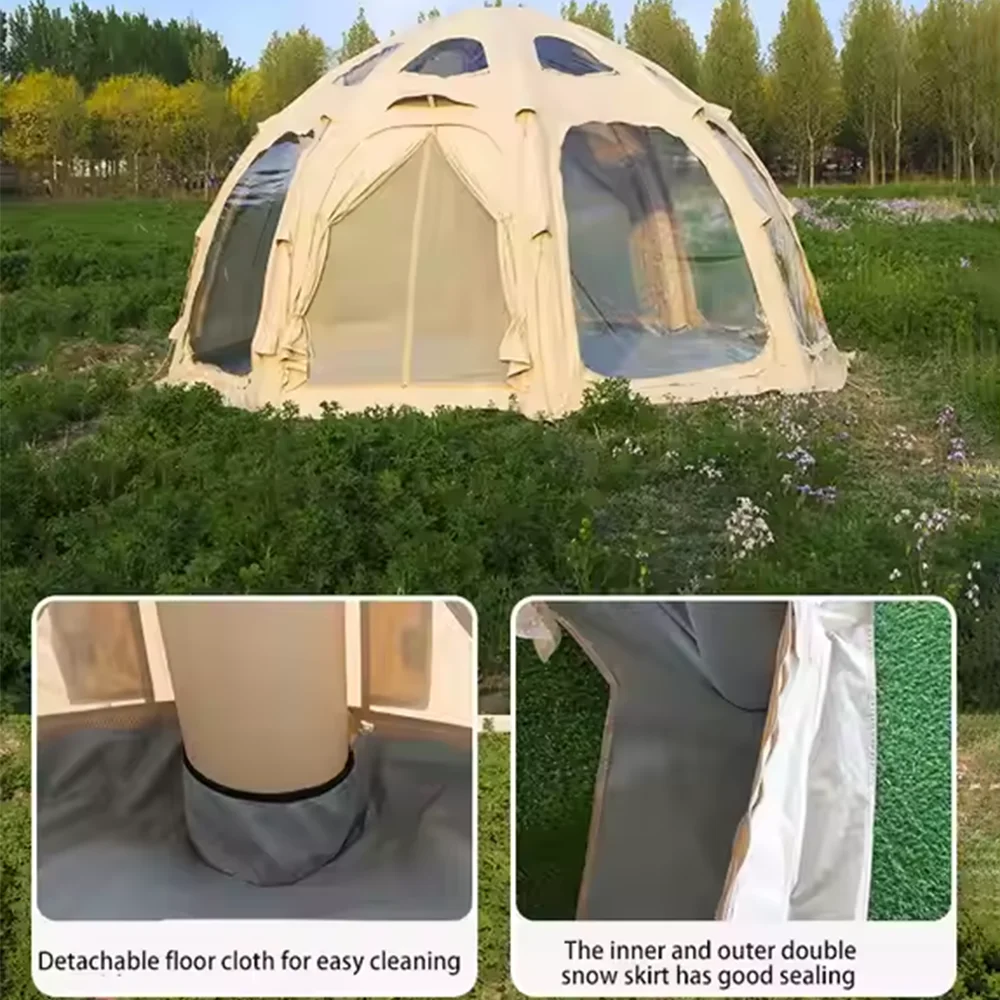 جولة قصر نمط الأسرة قبة منزل المتضخم قوي أنبوب بولي كلوريد الفينيل نفخ المأوى الهواء الخيام التخييم في الهواء الطلق