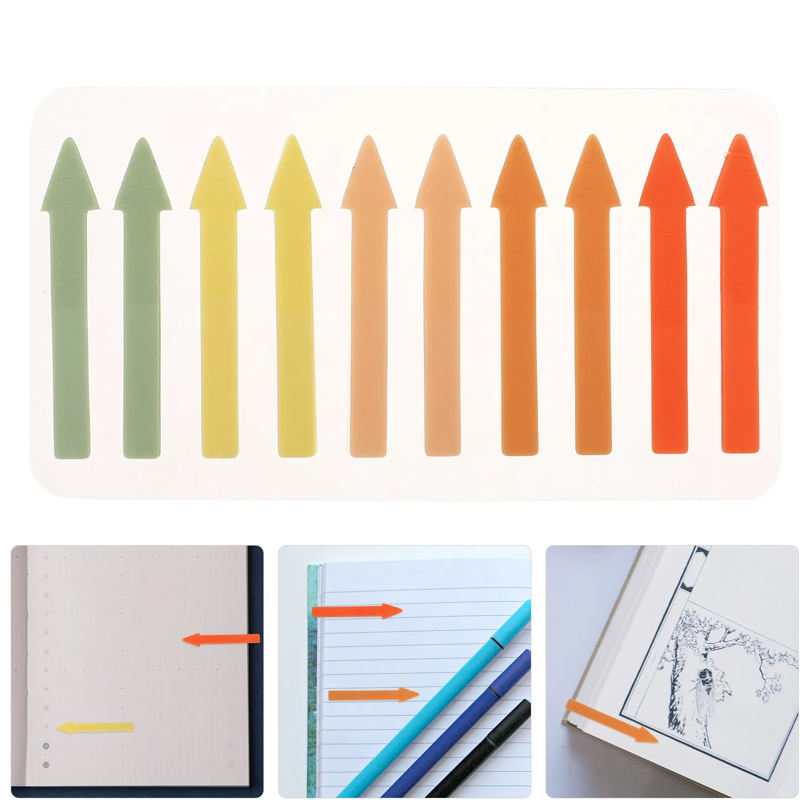 4Sheets Arrow Sticky Index Tabs Colored Pet Wear Resistant Reusable Highlight Strips Page Markers for Notes Books Office