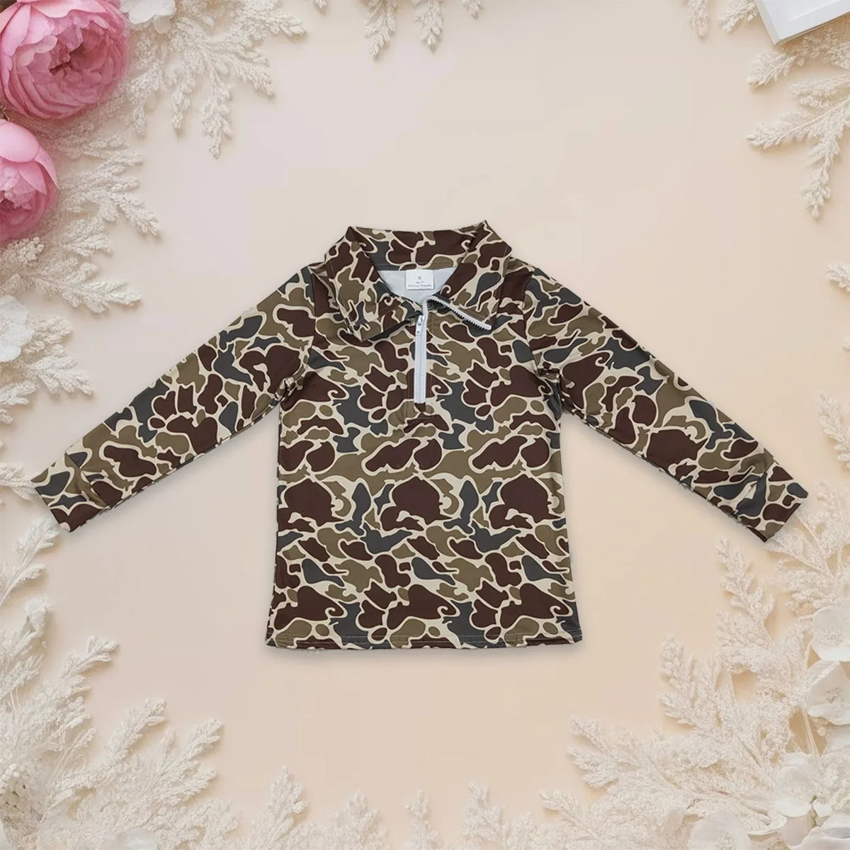 

Baby Boy Long Sleeve Zipper Southern Dark Khaki Camo Children Kids Shirts Tee T-shirts Infant Toddler Pullover Tops Wholesale