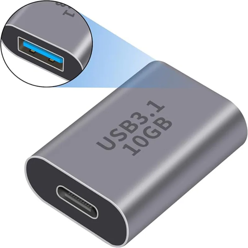 USB‑C Female to USB‑A Female Adapter USB3.1 Gen2 10Gbps High‑Speed OTG Data Transfer Coupler Connector