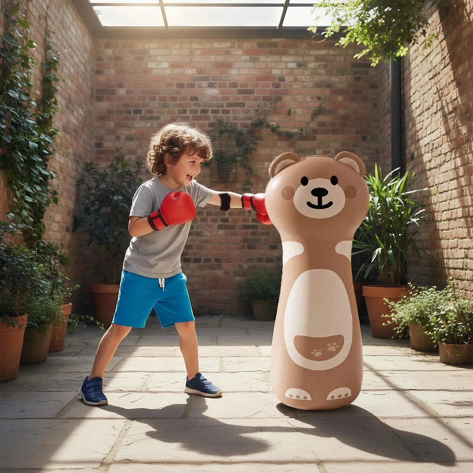 حقيبة ملاكمة قابلة للنفخ للأطفال لعبة ملاكمة PVC شديدة التحمل مع حامل مجموعة ممارسة الكاراتيه الممتعة كهدية للعب في الأماكن المغلقة والخارجية #1