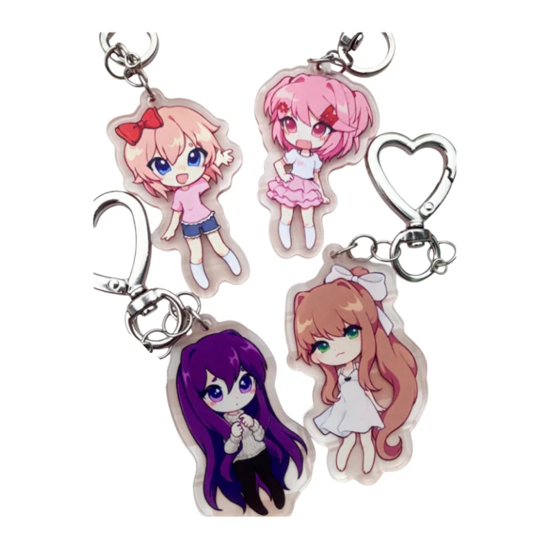 Llavero Acrílico del Club de Literatura Doki Doki con Monika, Sayori, Natsuki y Yuri, con Diseño de Helado y Chocolate, Regalo de Anime para Fanáticos y Coleccionistas