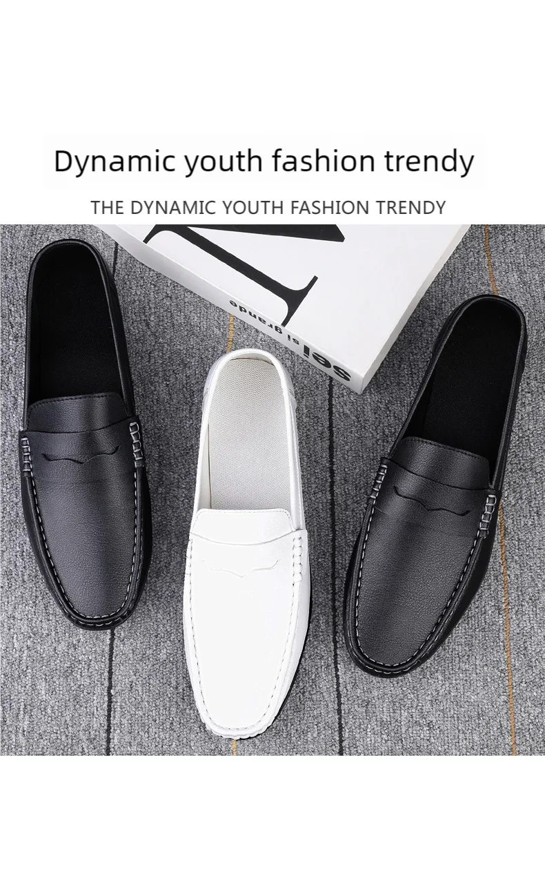 Herren-Slipper in Übergrößen, lässige Alltagsschuhe, neue Modelle für alle Jahreszeiten, weiche Sohle, Outdoor-Fahrerschuhe, weiße Schuhe, modische Schuhe für junge Leute, trendige Schuhe. – Detail 3
