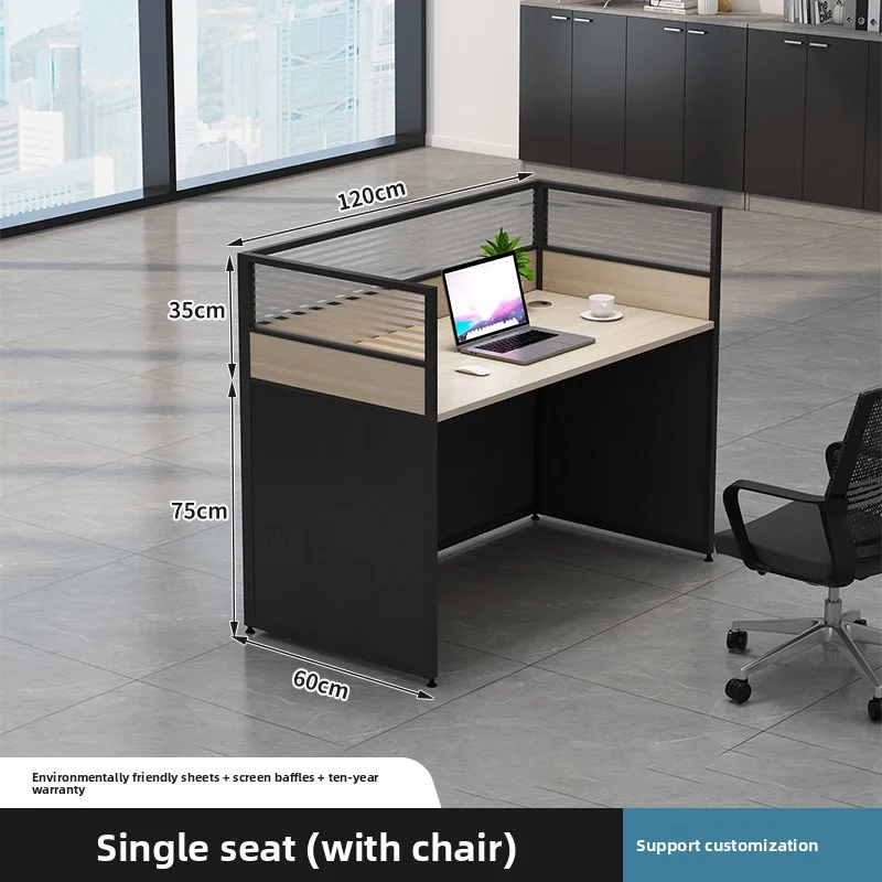 ！@Simple Face-to-face Financial Office Screen Workstation with Staff Office Desk and Chair Set, Including Partitioned Work Desks