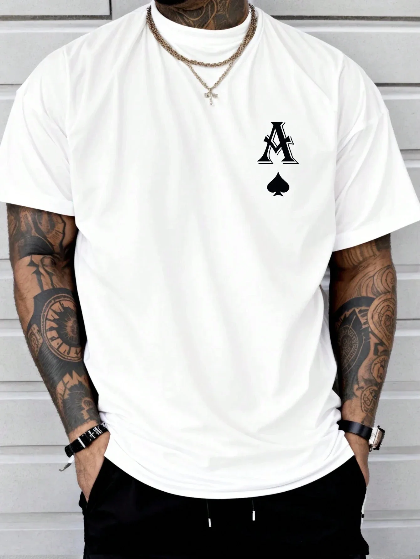 

Poker A Printed T-shirt Men's Summer 100% Cotton Luxury Brand Fashion Casual Streetwear Classic Round Neck Short Sleeve Top