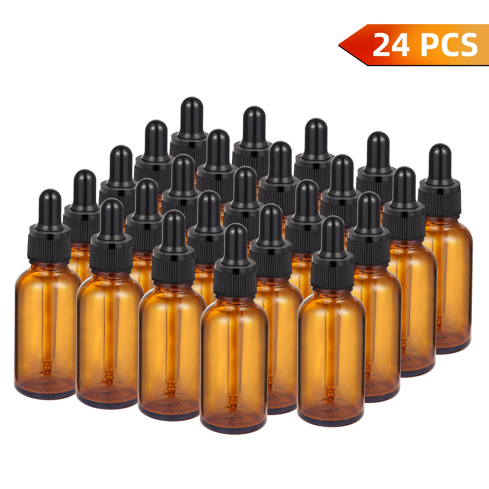 24 Pcs Amber Glass Dropping Bottles, 30ml Eye Dropper Bottle, Mini Essential Oil Dropper Bottles, Leak Proof Travel Bottles