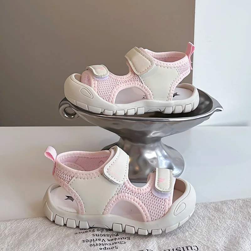 Mumoresip Toddler Closed Toe Sandals Summer Kids Mesh Sport Shoes for Boys Girls Outdoor First Walking Non-slip Children Sandals