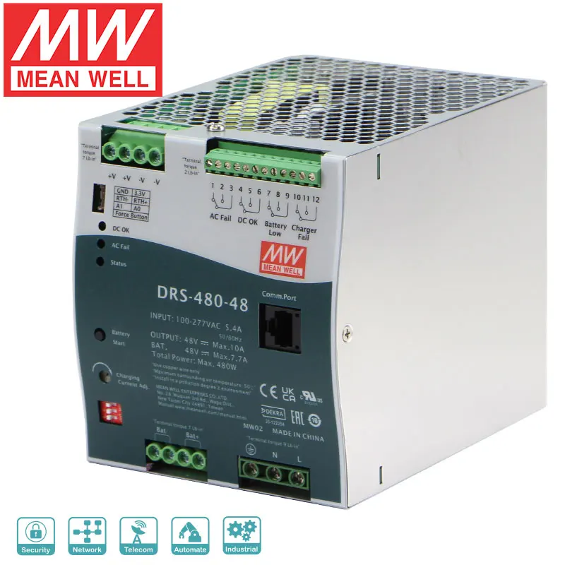 Meanwell Drs480 Tudo-em-um da Fonte de Alimentação 480w 24v 36v 48v ac dc Unidades de Alimentação com dc Ups Carregador de Bateria