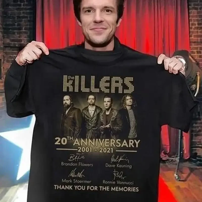 Vintage Style The Killers T Shirt 20th Anniversary Black Cotton