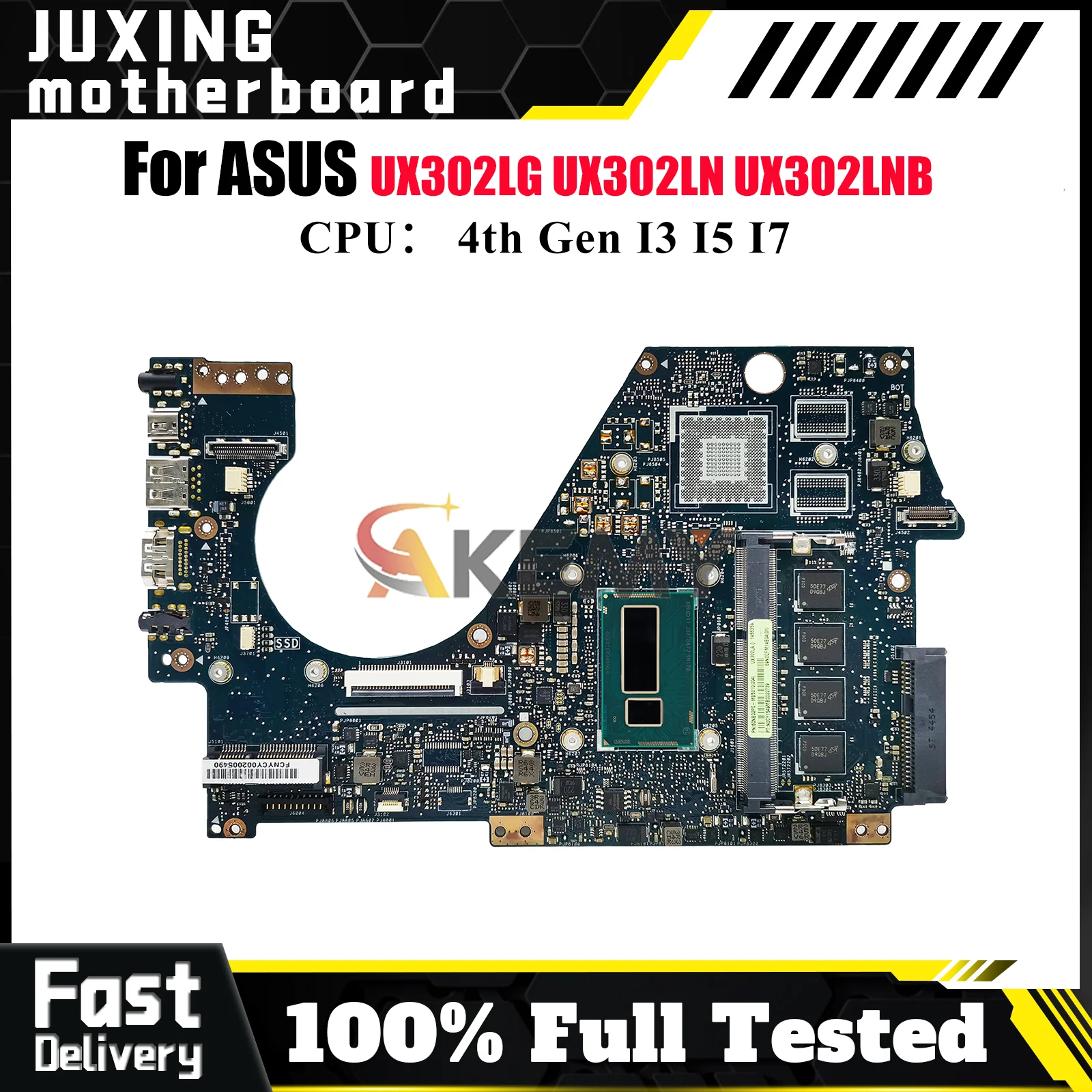 

UX302LA Laptop Motherboard For ASUS ZenBook UX302LA UX302L UX302LN UX302LG UX302LNB Mainboard W/ I3 I5 I7 CPU tests OK fast ship