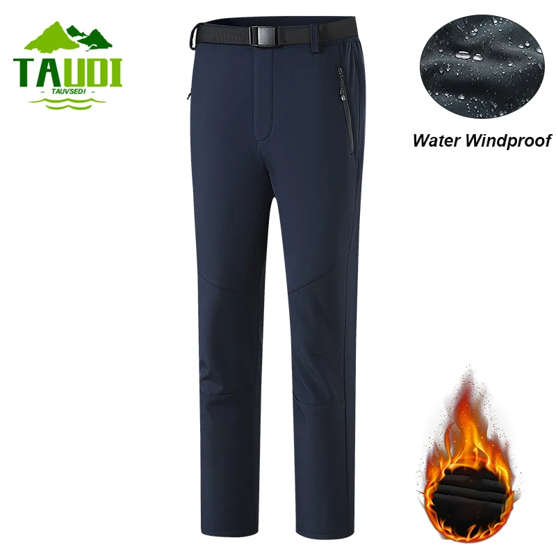 Calças impermeáveis de lã para homens Calças quentes Calças respiráveis Calças masculinas grossas Acampamento ao ar livre, Escalada, Caminhadas, Inverno, Outono