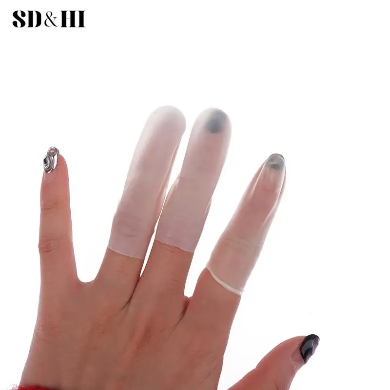 Imagem -04 - Non-slip Anti-static Descartável Látex Finger Cover Fingertips Protector Luvas de Borracha Nail Art Tool 100 Pcs