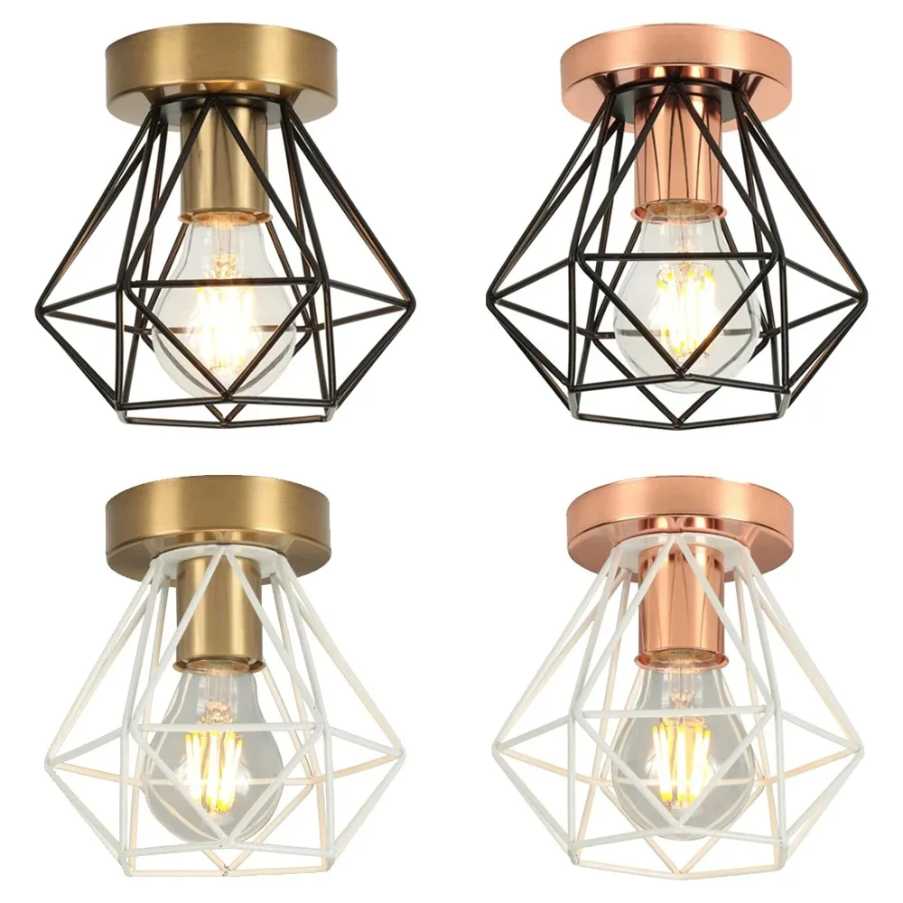 Vintage Industrial Retro Loft Ceiling Lamp Modern Led Creative Wrought Iron Light for Living Room Kitchen Home Diamond Lighting