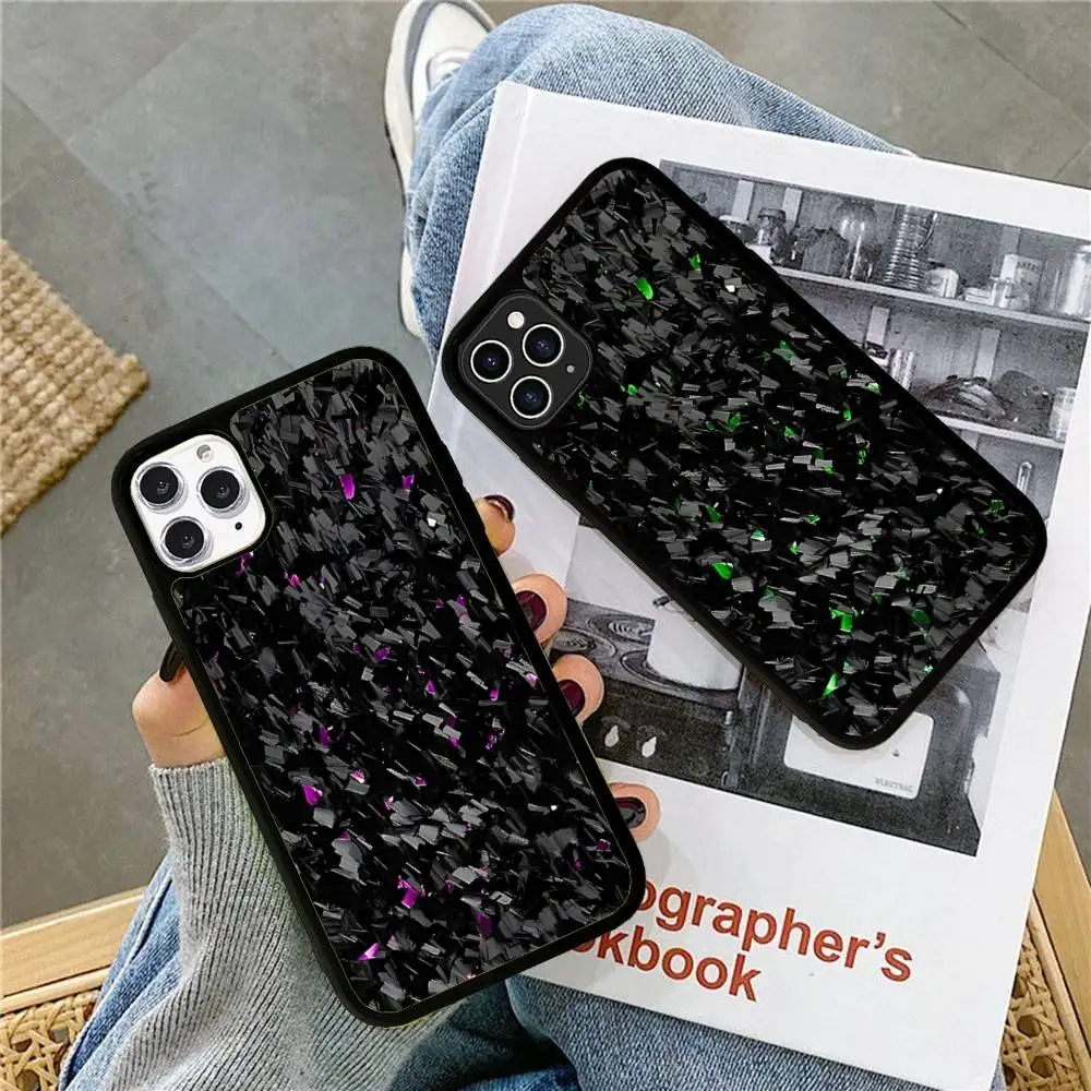 Geschmiedete Carbon Fundas für iPhone 17 16 Pro Max Air 15 14 13 12 Mini Plus 11 Hard PC + TPU Telefon Rückseite