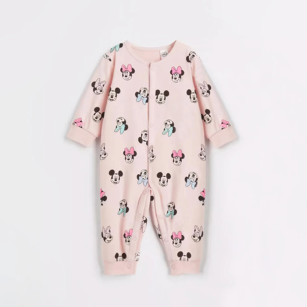 Mickey Minnie Newborn Baby Rompers Spring Long Sleeve Cotton Infant Jumpsuit Baby Climbing Suit