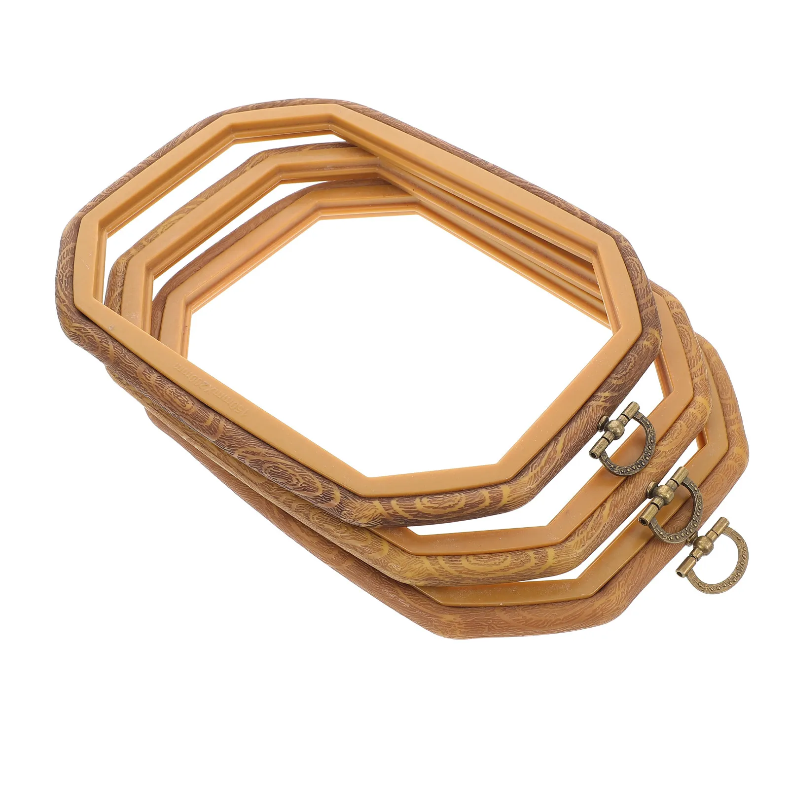 

3Pcs Style Embroidery Hoop Set Faux Wood Finish Rectangle Plastic Frames for Cross Stitch Embroidery Hoops Craft Rings