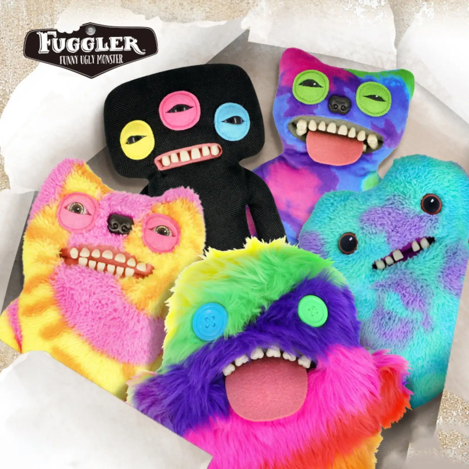 Fuggler ห้องปฏิบัติการ Misfits Edition Fuggler ตลกน่าเกลียด Monster Gaptooth McGoo Oogah Boogah ฟันน่าเกลียดของเล่น Plush Wacky ของเล่นสนุก