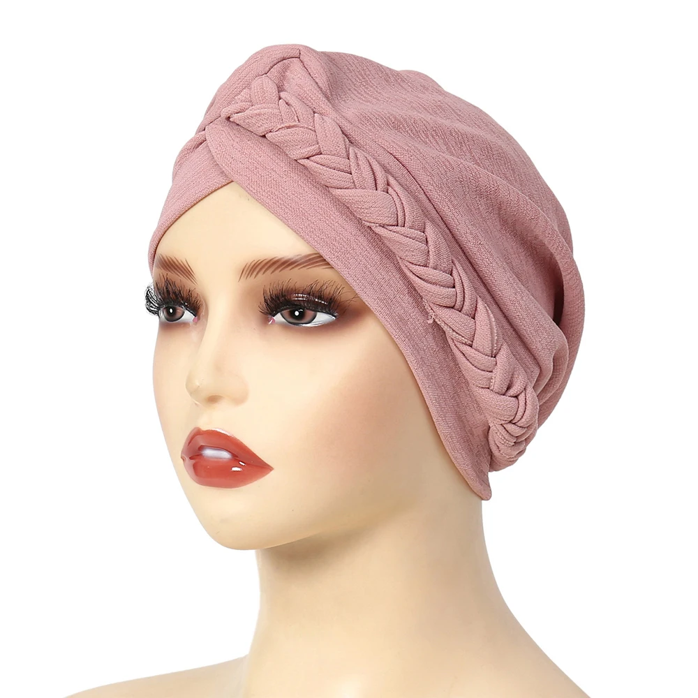 Fashion Braid Headscarf Hat Women Muslim Inner Caps Turban High Quality Ladies Hair Cover Headwrap Multi-Color Headscarf RIMAIRE