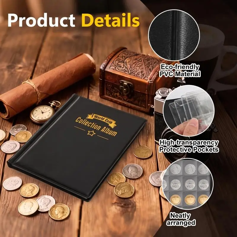 120 Pockets Coin Collection Album Banknote Badge Storage Book Multi Purpose Collector Organizer For Coin Currency Stamp Display