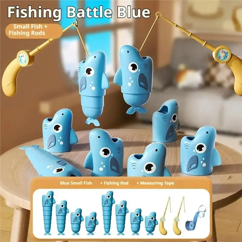 CYGJ-Fishing Battle Game Kids Retractable Fishing Rod Tabletop Simulation Catch Fish Master Family Party Bluer