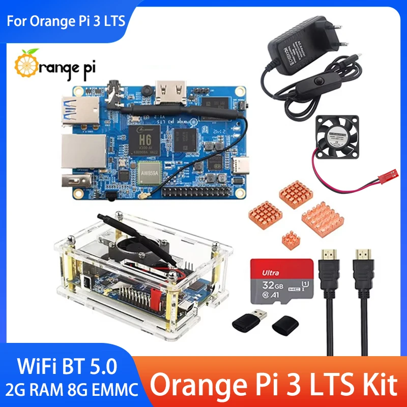 

Orange Pi 3 LTS 2G RAM 8G EMMC WiFi BT 5.0 AllWinner H6 64Bit Open Source Board Run Android 9.0 Debian OS For Orange Pi 3 LTS