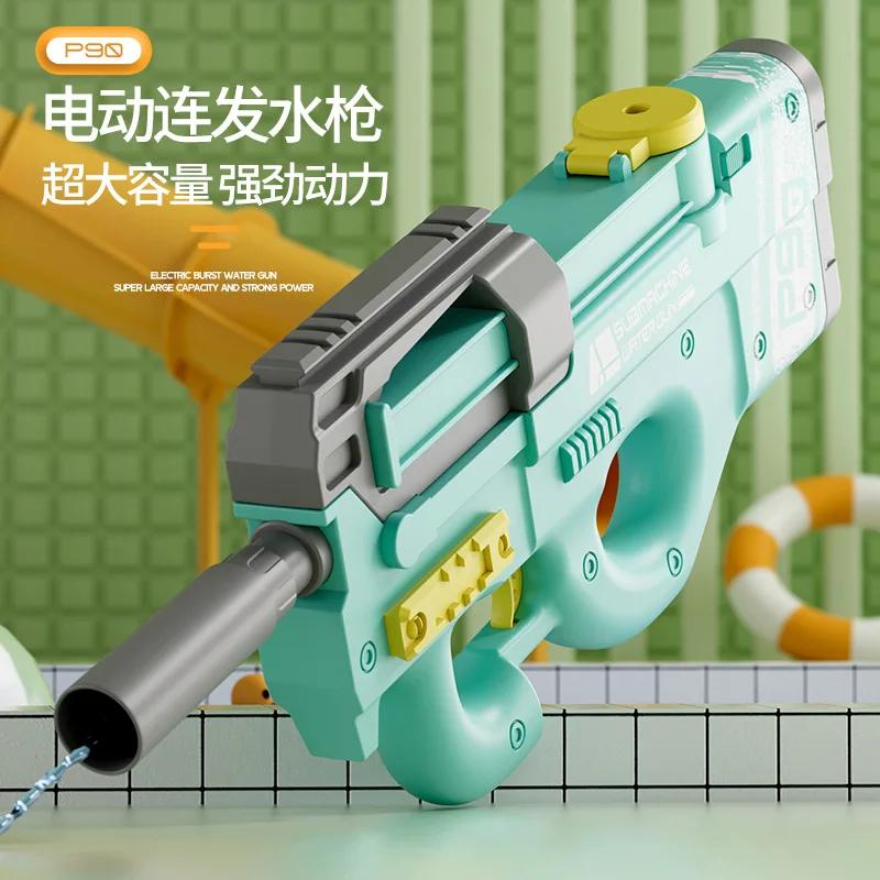 Cross-Border EnglishP90Electric Water Gun Toy Automatic Continuous Water Gun Can Add Water Bottle ElectricaugWater Gun Wholesale