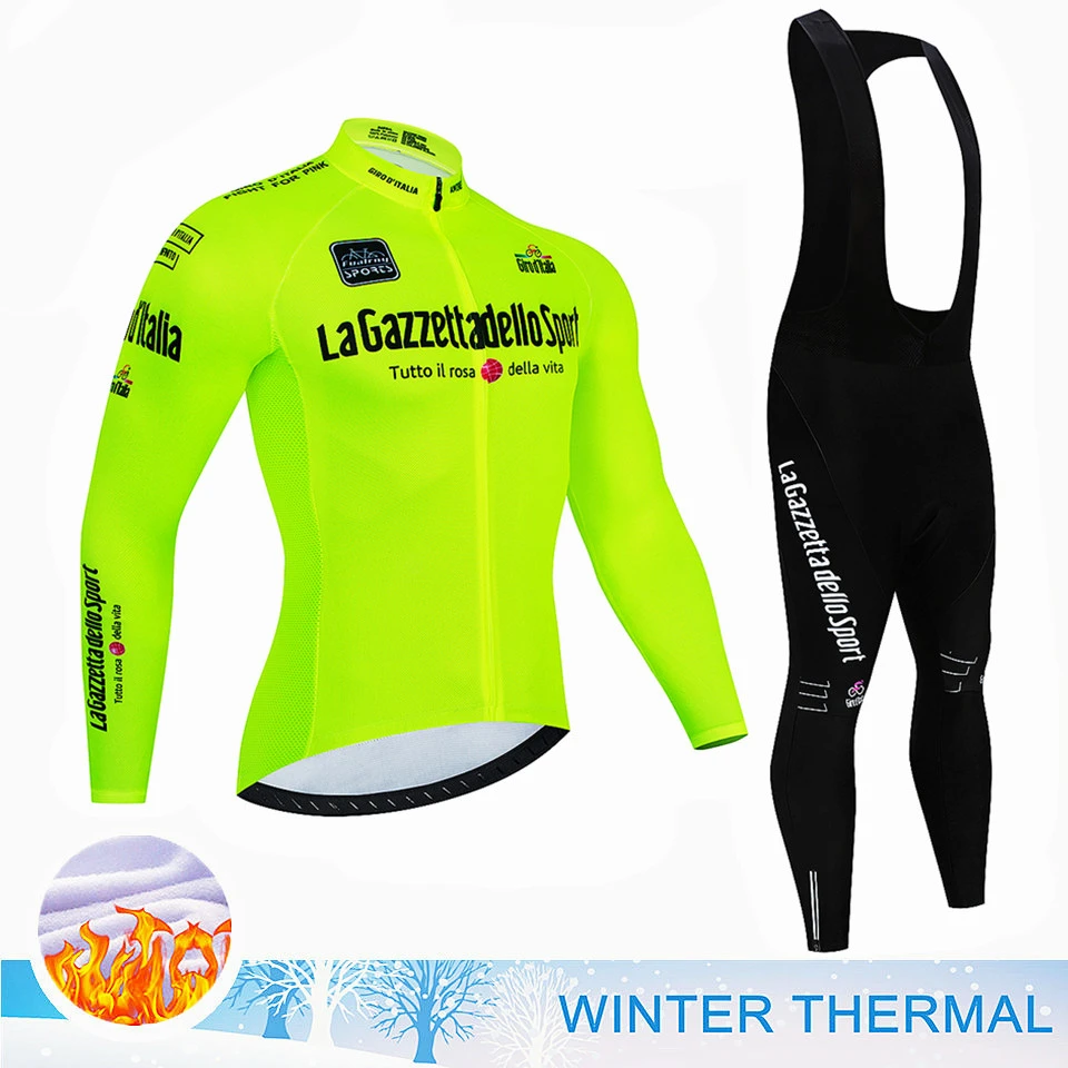 

2024 Tour De Giro D'ITALIA Long Sleeve Cycling Jersey Set Winter Thermal Fleece Cycling Clothing MTB Bike Clothes Cycling Suit