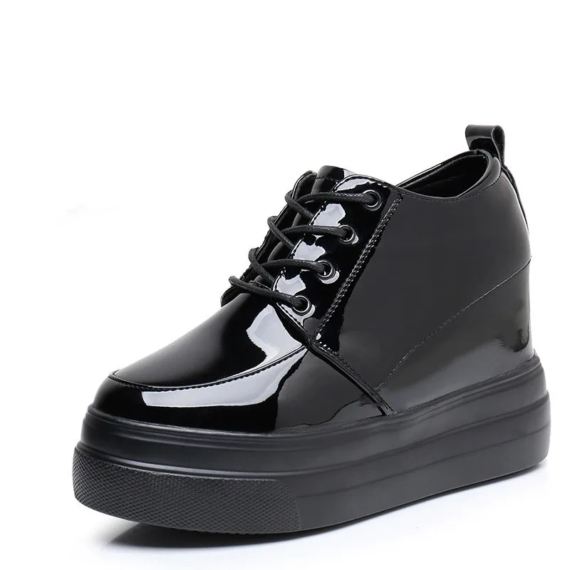 

Модные женские ботинки на шнуровке, черные ботильоны на платформе, женская обувь на очень высоком каблуке 10 см, массивный каблук-блок