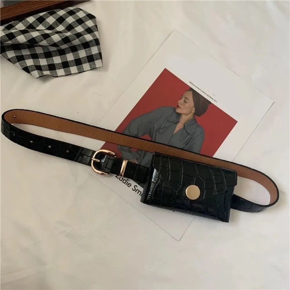 

Elegant Korean Style Women Waist Bag Purse PU Belt Envelope Waist Bag Clutch Bag Solid Color Small Card Bag Women