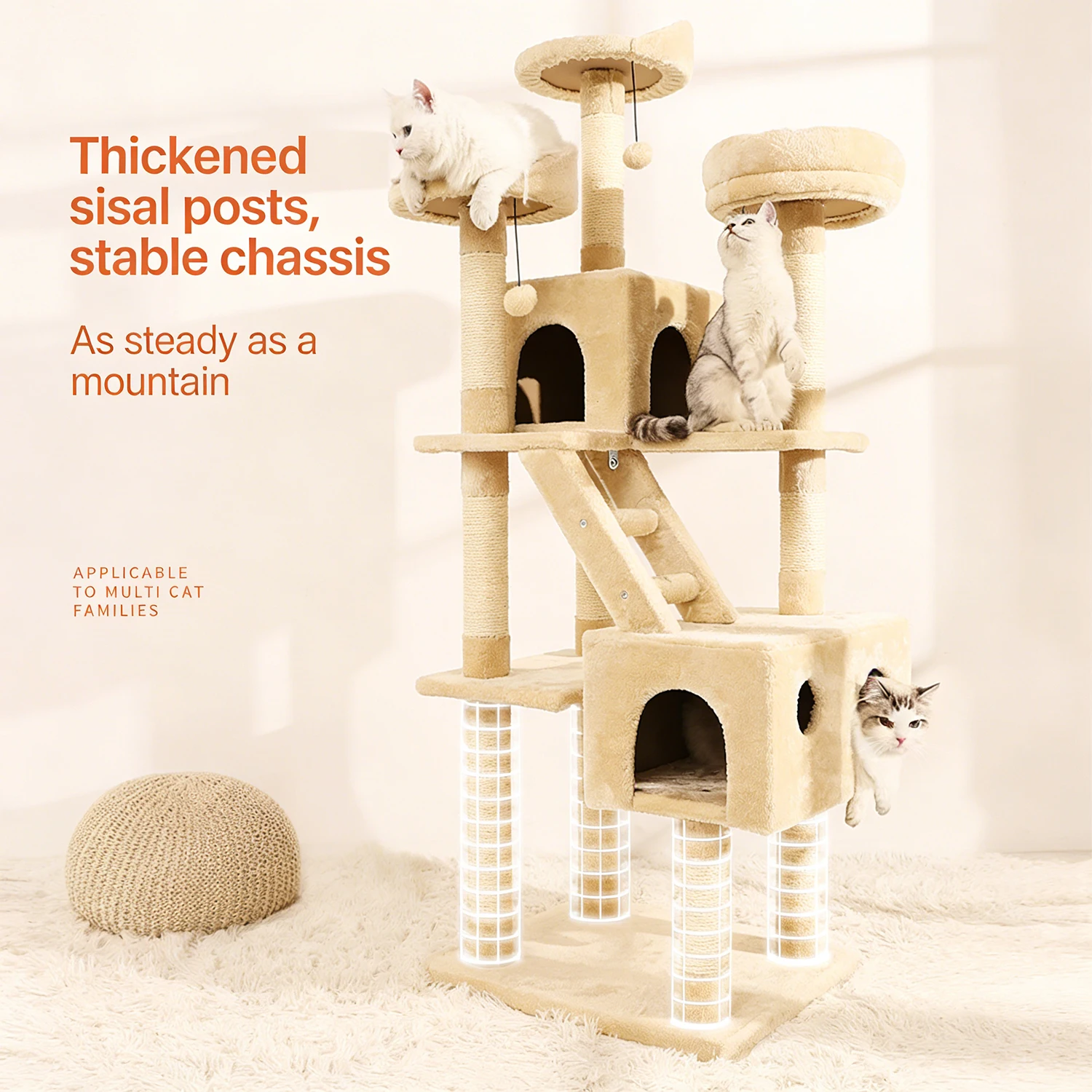 High Quality Modern Luxury Integrated Rack Super Chase Sky Column Convenient To Install Large Cat Tree With Cat Nest Supplies