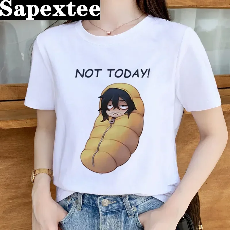 Not Today Shota Aizawa Eraser Head My Hero Academia Print Harajuku Top Women T-shirts Casual ladies basic O-collar Short Sleeved