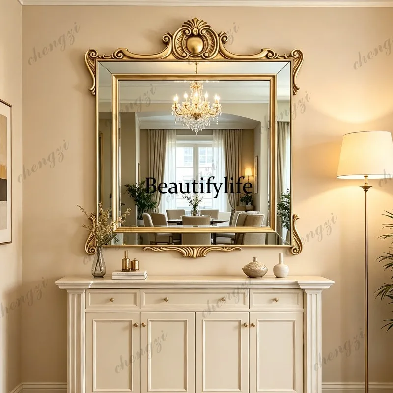 French retro fireplace decorative mirror American bedroom carved cosmetic mirror luxury bathroom mirror