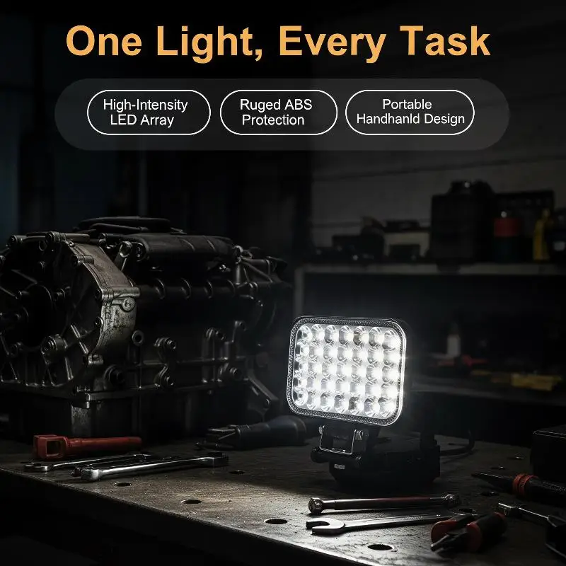 Waterproof Rechargeable LED Work Light Lithium Battery Dual USB Charging High Low Beams for Off-Road Camping Car Fixing