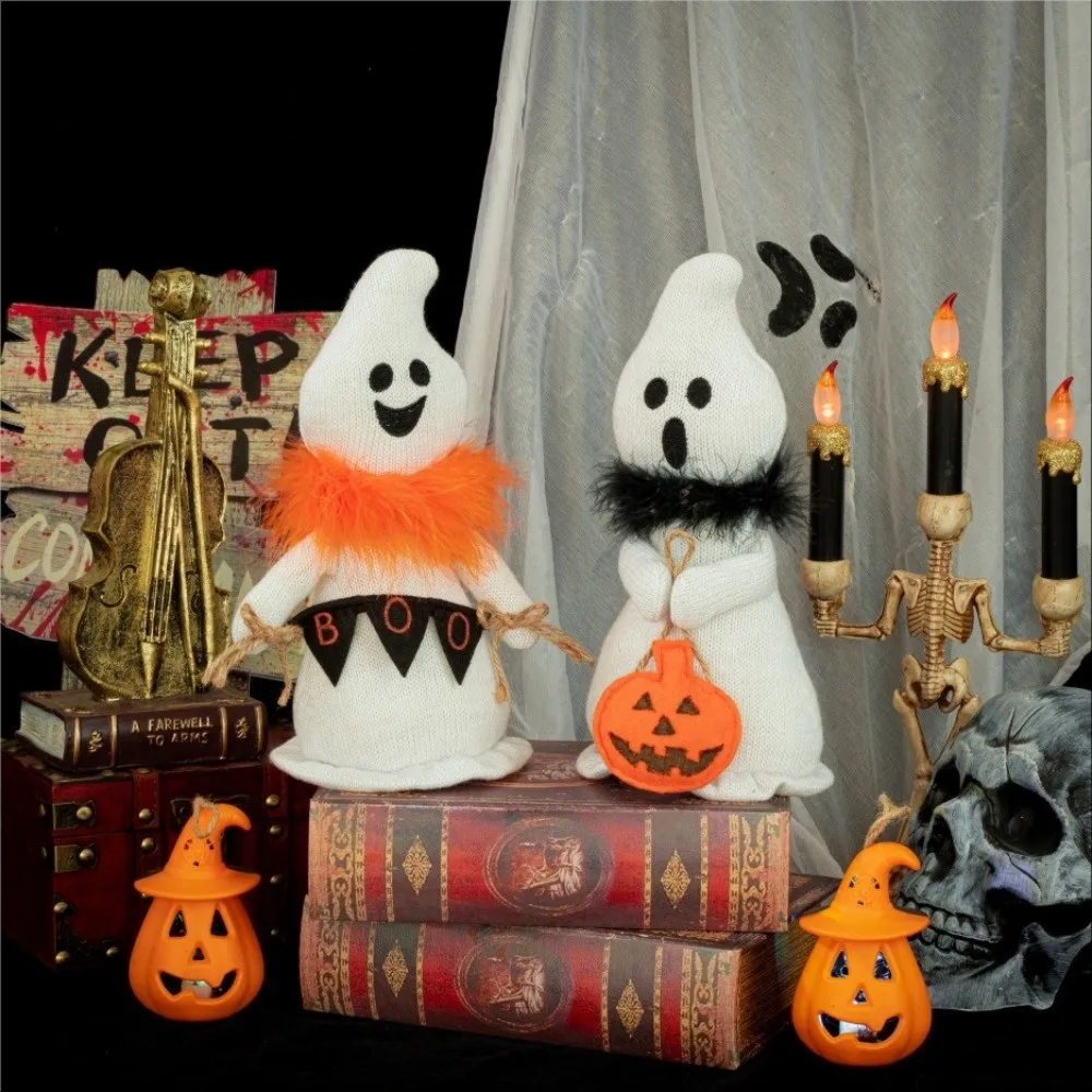 

Holiday Decor Soft Halloween Ghost Doll Scary With Scarf Ghost Figurines Funny Ghost Festival Ornament Home Decor