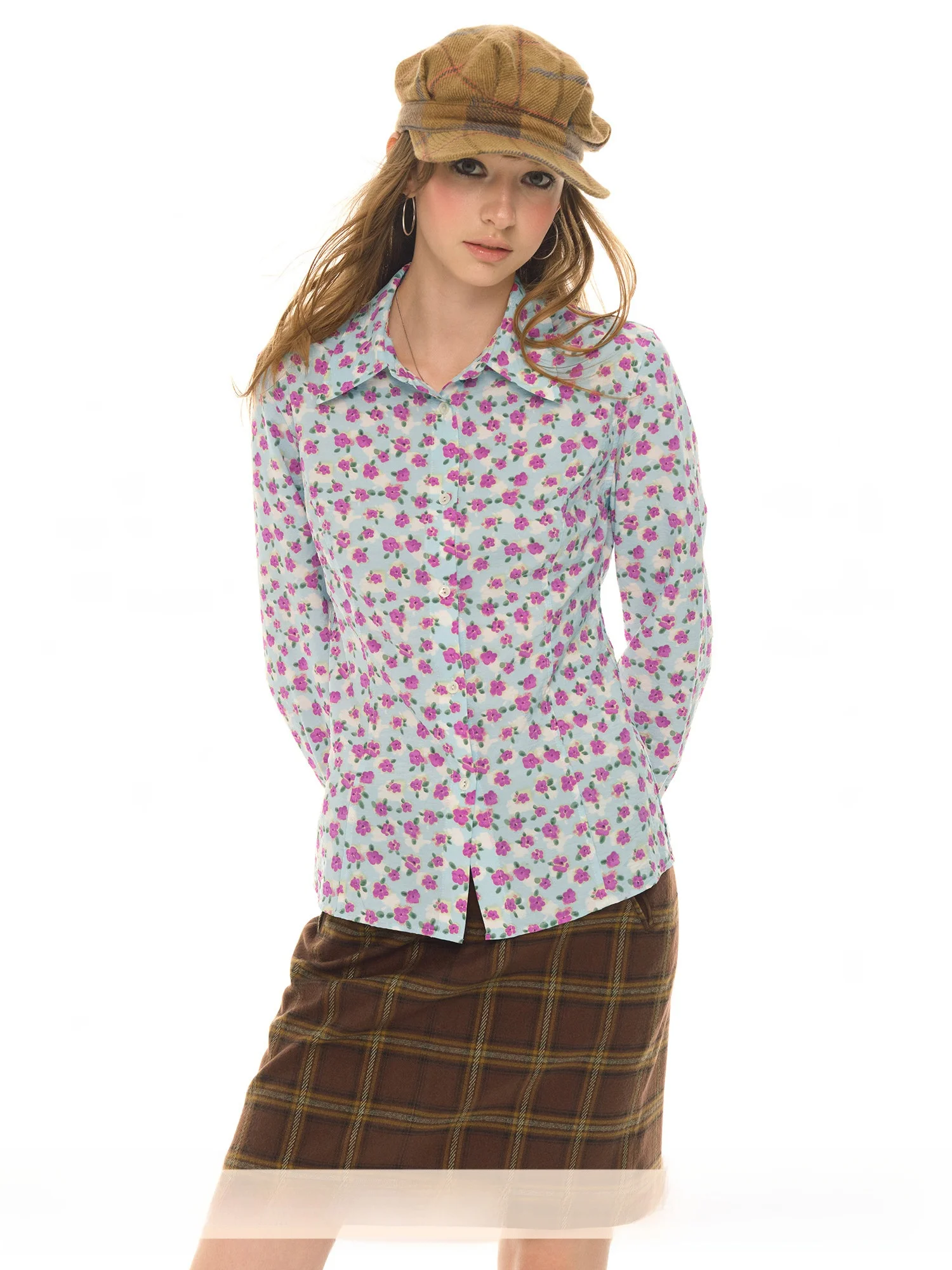 

Винтажная женская блузка UNRETRO в стиле Y2K с цветочным принтом, укороченная, облегающая, маленького размера