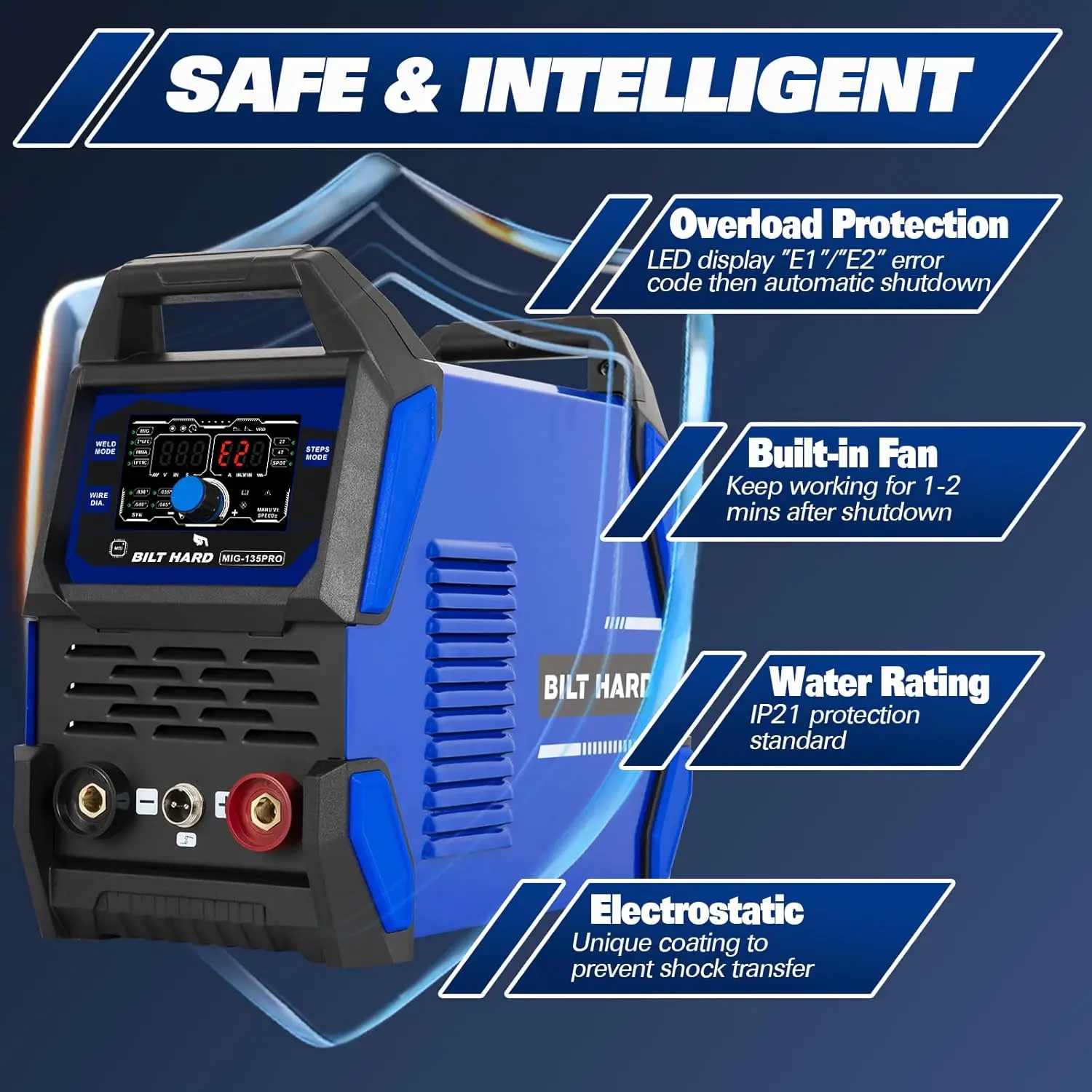 135A 3-in-1 IGBT Inverter Welder, 110V MIG/TIG/Stick Machine with Synergic Control, LED Display & Full Kit