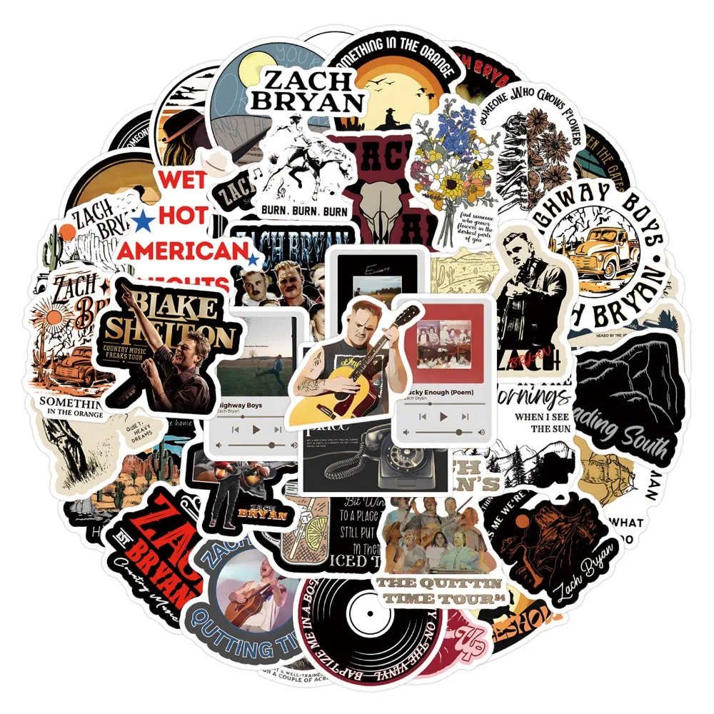 10/55Pcs New Zach Bryan Graffiti Stickers Phone Case Computer Guitar Suitcase Notebook DIY Decorative Adhesive Sticker Toy Kids