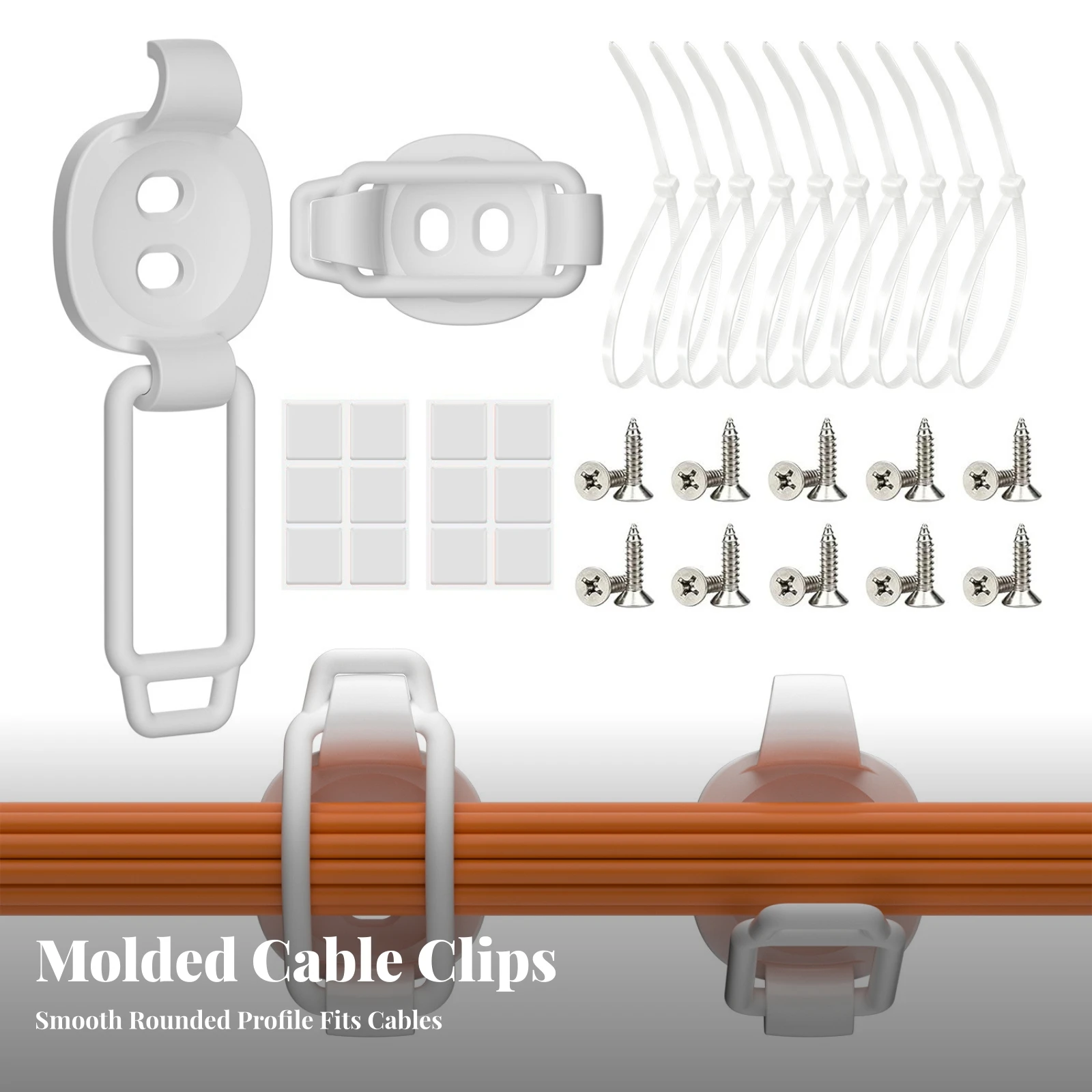 10 Pieces Elastic Cable Clip Space-Saving Desktop Cable Management Clip Self-Adhesive Cord Organizer Long-Lasting Easy To