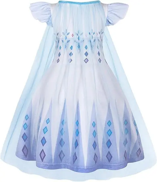 Princess Dress with Cape Girls Halloween Birthday Party Cosplay Costume Toddler Ruffle Sleeve Fancy Outfit Elsa Anna Dresses