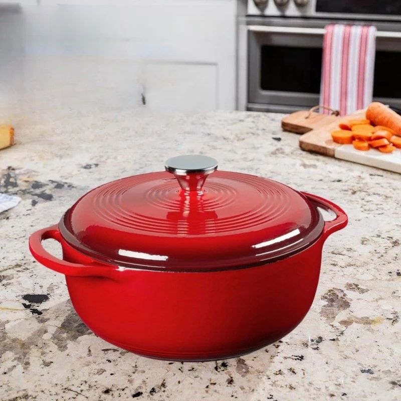 

Enameled Cast Iron Casserole Home Cooking Pot Uncoated Porcelain Stew Pot Gas Induction Stove Heat Preservation for Braising
