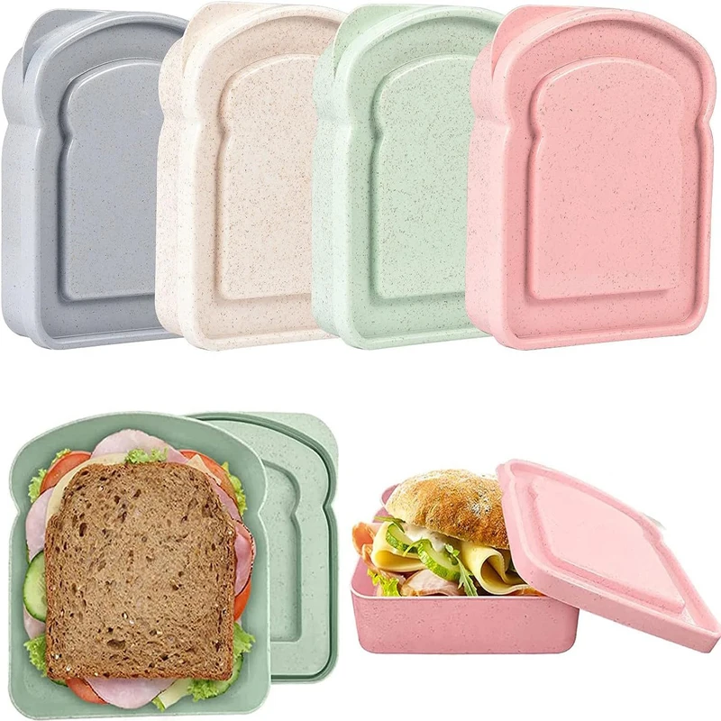 Contenedores para sándwich, fiambrera, caja de almacenamiento para tostadas con tapa, estuche portátil para almacenamiento de alimentos, fiambrera reutilizable para microondas, estuche para sándwich