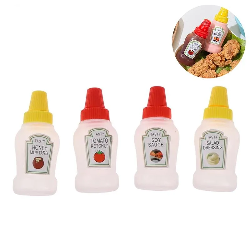 1-7pcs Mini Seasoning Sauce Bottle Portable Tomato Ketchup Bottle Salad Dressing Container for Bento Lunch Box Kitchen Jars