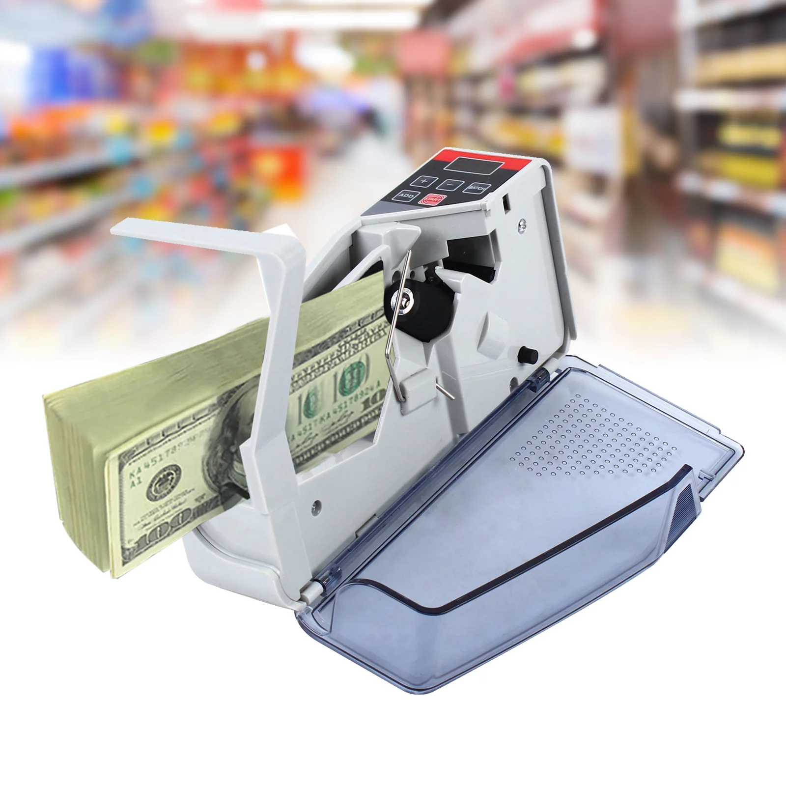 Machine de comptage d'argent blanc 600 pièces/Min avec Mode lot, compteur de billets de banque Portable avec affichage LED pour utilisation bancaire de magasin et de bureau