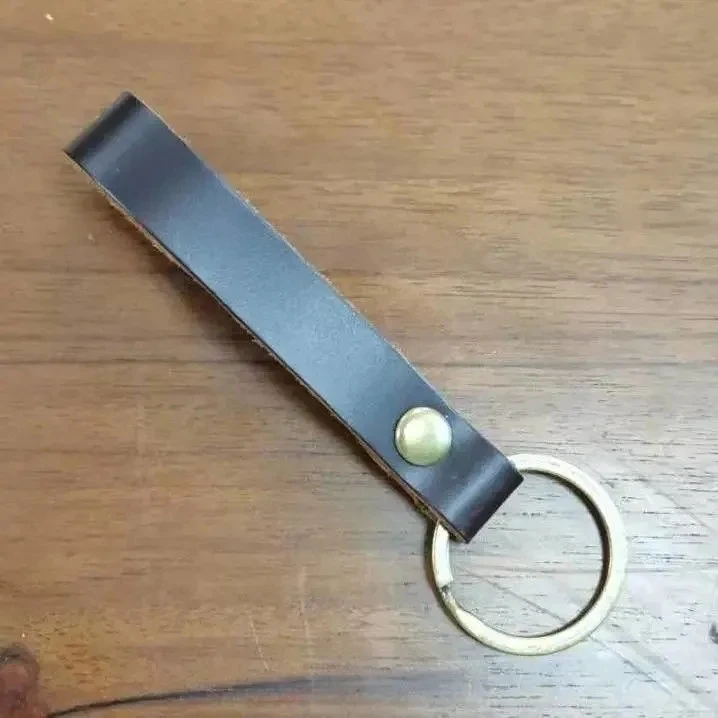 Vintage Brown Cowhide Car Keychain for Women Personality Leather Keyring Short Oil Corium Wristband Key Chains Lanyard Wholesale
