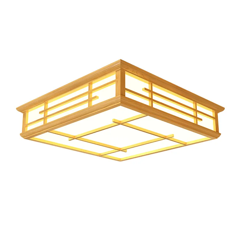 Led Ceiling Light AC90-265V Indoor Lighting Square 45-55cm Solid Wood Natural Bedroom Living Room Lamp Foyer Lamps