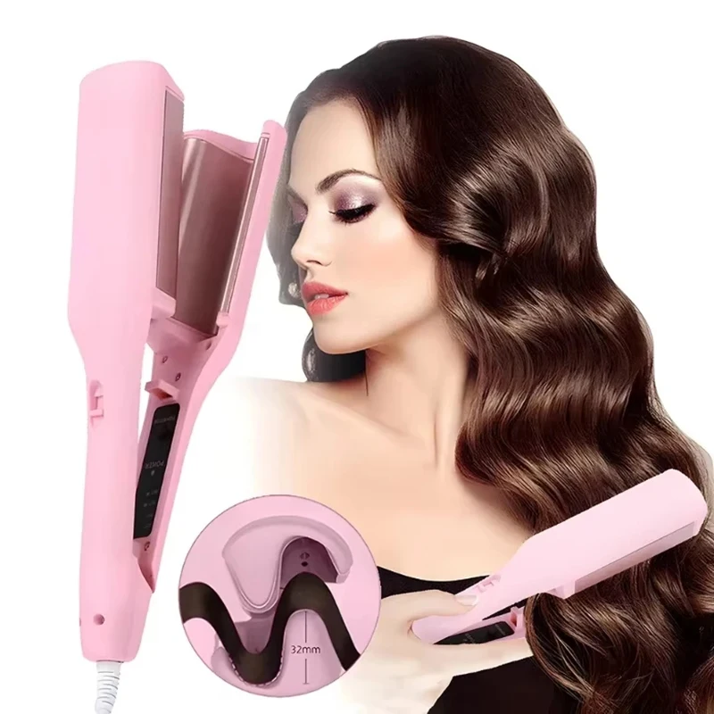 32MM Electric Curling Iron Automatic Lambswool Curling Tool Long Lasting Styling French Styling Rotating Anti-Flame Design