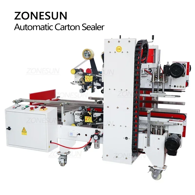 ZONESUN ZS-FK8001 التلقائي الكرتون الزاوية السدادة الشريط ملصق أربعة الجانبين الكرتون حافة آلة الختم آلة الربط