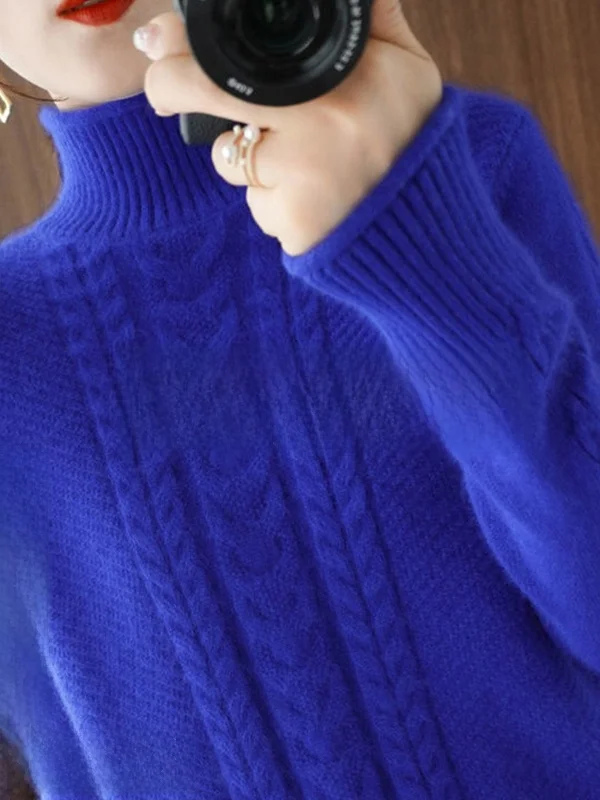 

2025 New Women's ort f High Ne Knitted Sweater Loose Faionable Base irt Sli New Colors Commute Straight Tube K...